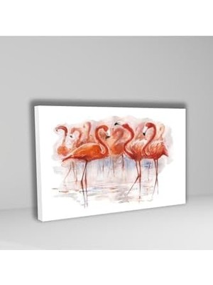 Vuralsin38 Tekli Yatay Kanvas Tablo Yüksek Kalite Pembe Flamingolar 60 x 40 GARTNM8444