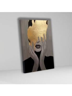Vuralsin38 Tekli Dikey Kanvas Tablo Siyah ve Kadın Portresi 40 x 60 GARTNM6809