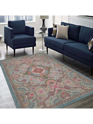 Vuralsin38 Dizayn Jimmy Kadife Pamuk Tabanlı Yıkanabilen Kaydırmaz Antibakteriyel Salon Halısı 60X240