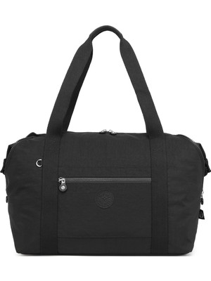 Smart Bags Orta Boy Su Geçirmez Extra Hafif Krınkıl Kumaş El Valizi ve Spor Çantası Siyah