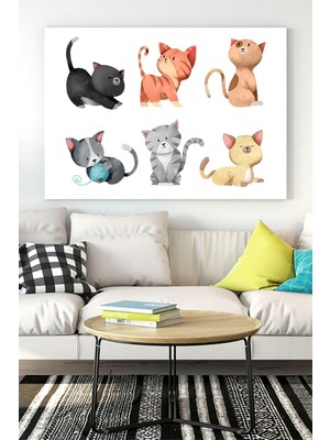 Vuralsin38 (PSTER16521) Kediler Tasarım Çocuk Odası Kanvas Tablo 50 x 70