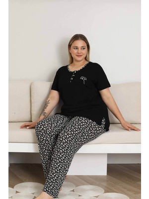 5.Mevsim Leoparlı Likralı Battal Kadın Pijama Takımı