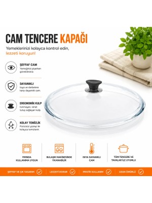 Arcak2 Karaca Kulp + 22  cm Tencere Sahan Tava Cam Kapağı