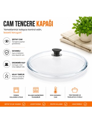 Arcak2 Karaca  Kulp + 26  cm Tencere Sahan Tava Cam Kapağı