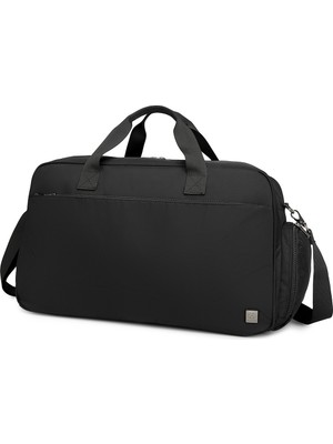 Smart Bags Siyah Siyah Büyük Boy Su Geçirmez Kumaş El Valizi ve Seyahat Çantası (Şeffaf Makyaj Çantası Hediyeli)