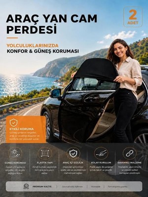 Ankaflex 2 Adet Araba Araç Yan Cam Perdesi Güneşlik Gölgelik Güneş Koruyucu Arka Koltuk Perde Emzirme Örtüsü