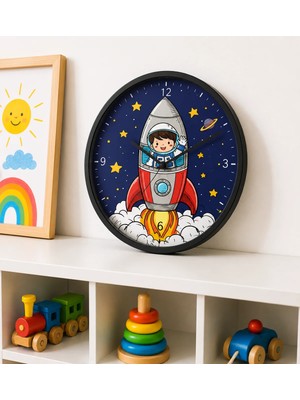 Defka Çocuk Odası Duvar Saati - 30 cm - Ahşap El Yapımı - Sessiz Mekanizma