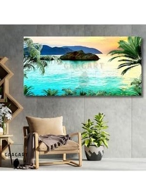 Panoramik Kanvas Duvar Tablosu Hawaii Ada Manzarası, 140 x 70
