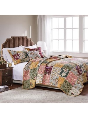 Patchwork Nevresim TAKIMI,%100 Pamuk, Patchwork Tasarımı, Çift Kişilik Yatak, Xl, Çok Renkli