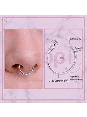 Heppii 316 L Cerrahi Çelik Piercing Minimal Sıkıştırmalı Nostril Piercing Burun Helix Conch Delik Gerektirmez