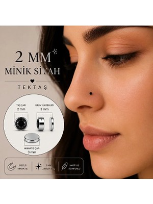 Heppii Minik Renkli Tektaş Hızma Mıknatıslı 316L Çelik 2mm Kullanıma Uygun Şık Tasarım