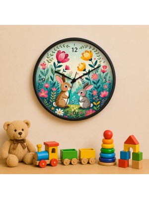 Defka Çocuk Odası Duvar Saati - 30 cm - Ahşap El Yapımı - Sessiz Mekanizma
