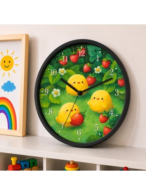 Defka Çocuk Odası Duvar Saati - 30 cm - Ahşap El Yapımı - Sessiz Mekanizma
