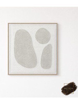 Mevida Curated Art Minimal Doku | Minimalist Soyut Dokulu Tablo 80X80 cm Mdf Çerçeveli Modern Dekoratif Duvar Tablosu