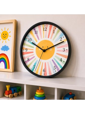 Defka Çocuk Odası Duvar Saati - 30 cm - Ahşap El Yapımı - Sessiz Mekanizma