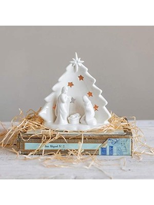 Co-Op U x 10,16 cm G x 13,24 cm Y Ağaç ve Kesimli, Beyaz Figürler ve Heykelcikler, Çoklu Seramik
