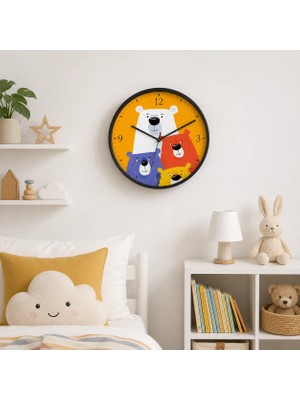Defka Çocuk Odası Duvar Saati - 30 cm - Ahşap El Yapımı - Sessiz Mekanizma