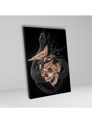 Tekli Dikey Kanvas Poliklinik Tablosu Kafatası ve Yılan Sembolü, 40 x 60