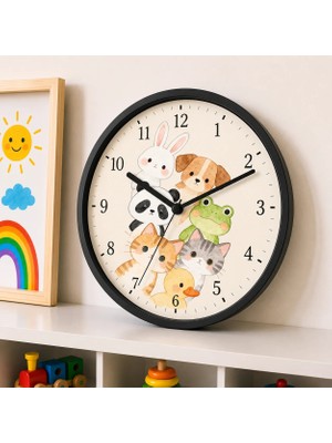 Defka Çocuk Odası Duvar Saati - 30 cm - Ahşap El Yapımı - Sessiz Mekanizma