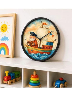 Defka Çocuk Odası Duvar Saati - 30 cm - Ahşap El Yapımı - Sessiz Mekanizma