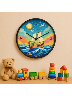 Defka Çocuk Odası Duvar Saati - 30 cm - Ahşap El Yapımı - Sessiz Mekanizma