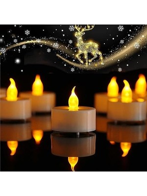 Sna Pilli LED Tealight T-Light Mum Pilli Mum LED Işık Sıcak Sarı Renk Dekorasyon Süsleme Düğün Kına Organizasyon (24)