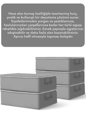 6 Adet Hurç Seti Büyük Boy Altı Çekyat Düzenleyeci Çeyiz Bohçası 64 x 45 x 22