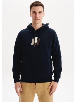 Ar-ma Erkek Kapşonlu Sweatshirt Yazi Baskili Kanguru Cepli Regular Fit Şardonlu Üç İplik K30254628502