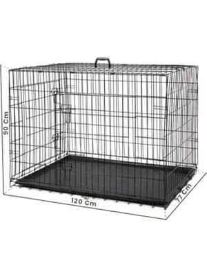 Al-Kar Ticaret Metal Kedi Köpek Kafesi 120X75X84CM Siyah