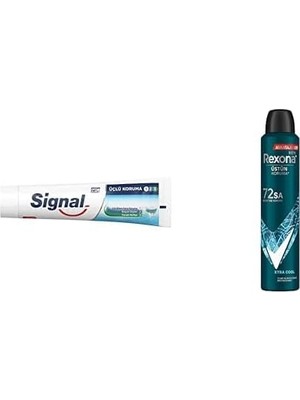 Al-Kar Ticaret Signal Diş Macunu Üçlü Koruma, 120 ml ve Rexona Men Erkek Sprey Deodorant Xtra 72 Saat Kesintisiz Üstün Koruma 200 ml