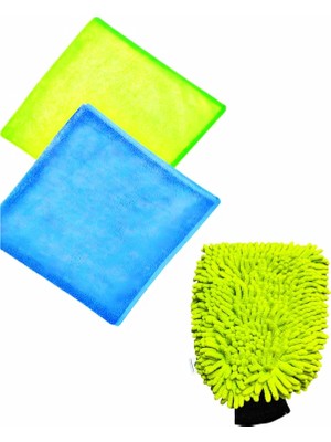 Al-Kar Ticaret 3’lü Araç Temizlik ve Detay Bakım Seti, 2’li Mikrofiber Bez + Araç Yıkama Eldiveni, Çizmez, Iz Bırakmaz, Profesyonel Oto Bakım