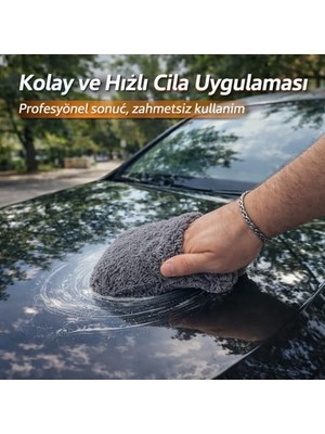 Al-Kar Ticaret Sogud 4 Parmak Cila Eldiveni Mikrofiber – Araba Pasta Cila Uygulama Pedi, Wax Pad, Ultra Emici, Çizmez Boya Koruma, Yıkanabilir Tekrar Kullanılabilir Parlatma Eldiveni