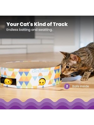 Al-Kar Ticaret Catstages Kase Parça Scratcher Kedi Topu Parça Scratcher ve Lougner, Çok Renkli