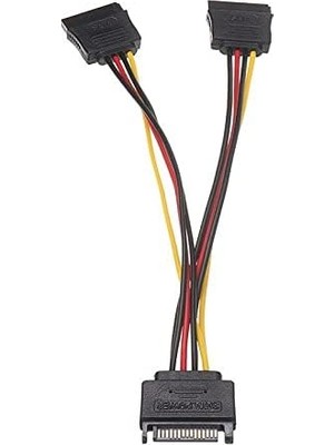 Al-Kar Ticaret 4426 Sata 15 Pin Dişi Erkek 2 Port Çoklayıcı Kablo Splitter HDD Bağlantı Kablosu