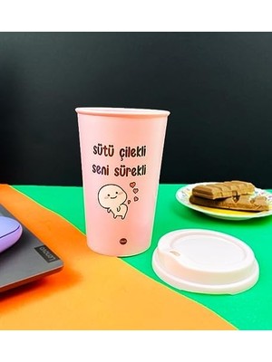 Mabelme 2'li Sütü Çilekli Tasarımlı Plastik Kahve Bardağı