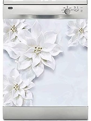 Al-Kar Ticaret Bulaşık Makinesi Kaplama Beyaz Eşya Kaplama 3D Beyaz Yapraklar