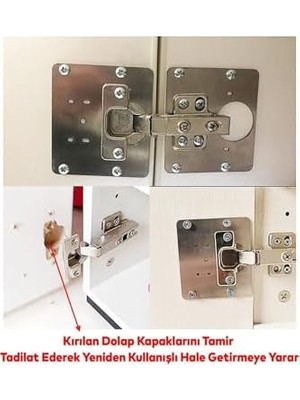 Al-Kar Ticaret Menteşe Tamir Sacı Pratik Paslanmaz Dolap Tamir Onarım Kiti Kapak Menteşe Tamir Onarım Seti 2 Adet