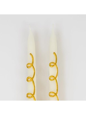 Mabelme - Taper Candles - Altın Kıvrımlı Mumlar (2'li)