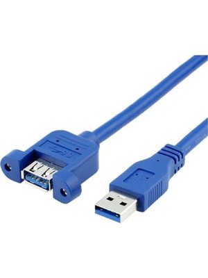 Al-Kar Ticaret 9847 1.5 Metre USB 3.0 Panel Tipi Vida Girişli Dişi Erkek Uzatma Kablosu Panele Monte Edilebilir Dişi USB Tip-A Konektör