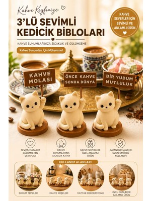 Lumis Home Kahve Severlere Hediye Sevimli Kedi Figürü - Ofis ve Ev Dekoru Minimalist Bibelot