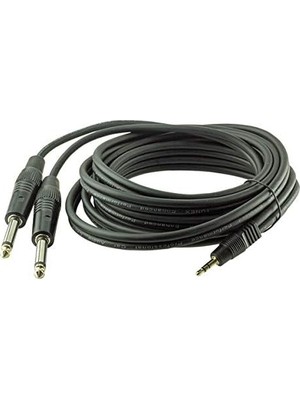 Al-Kar Ticaret Parcbeny 17526 3.5 mm Stereo Erkek / 2x6.3 mm Mono Gitar Erkek 3 Metre Kablo Seslendirme Kablosu 2*gitar-3.5mm Jak