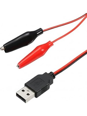 Al-Kar Ticaret USB Erkek - Küçük Krokodil Uçlu 5V 2A Test Kablosu 60 cm