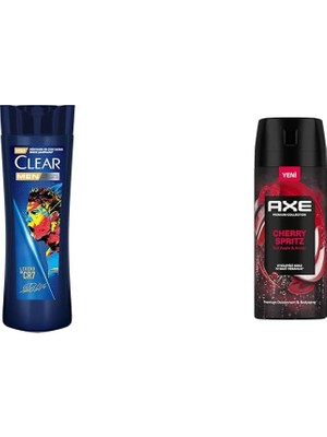 Al-Kar Ticaret Clear Men Kepeğe Karşı Etkili Şampuan Legend By Cr7 Cristiano Ronaldo 350 ml + Axe Premium Erkek Sprey Deodorant Cherry Spritz 15 0 ml