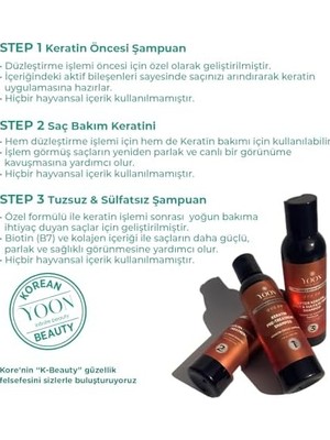 Al-Kar Ticaret Yoon 3'lü Premium Uzun Süren Saç Düzleştirici & Saç Botoxu Kiti, Sülfatsız Tuzsuz Şampuan 250ML, Elektriklenme Önleyici, Kolay Tarama Saç Spreyi 250ML Saç Bakım Seti