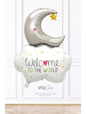 Al-Kar Ticaret Aylı Bulut Balon Welcome To The World Yazılı Doğum Baby Shower Balonu 9634