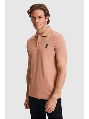 U.S. Polo Assn. Erkek Slim Fit Polo Yaka Pudra Basic Tişört 50326920-VR042