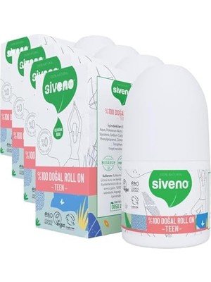 Al-Kar Ticaret SIVENO%100 Doğal Roll-On Teen Genç Kız Deodorant Ter Kokusu Önleyici Bitkisel Lekesiz Vegan 50 ml (4 Paketi)