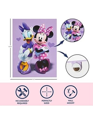 Mabelme Idea Nuova Minnie Mouse Kanvas LED Duvar Sanatı, Çocuk Duvar Süsü Dekoru, 29 cm x 40 cm