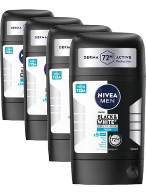 Al-Kar Ticaret Men Erkek Stick Deodorant & Invisible Fresh 72 Saat Anti-Perspirant Koruma, 50 ml (4 Paketi)
