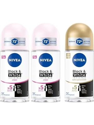 Al-Kar Ticaret Kadın Roll On Deodorant & Invisible Clear 48 Saat Koruma (50 Ml) X2 + Kadın Roll On Deodorant & Invisible Ipeksi Pürüzsüzlük 48 Saat Anti-Perspirant Koruma 50ML